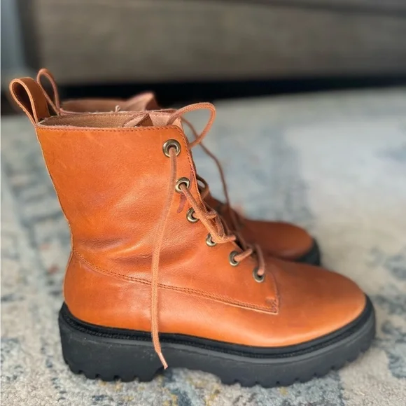 MADEWELL RAYNA like new cognac leather combat boots - Picture 3 of 7